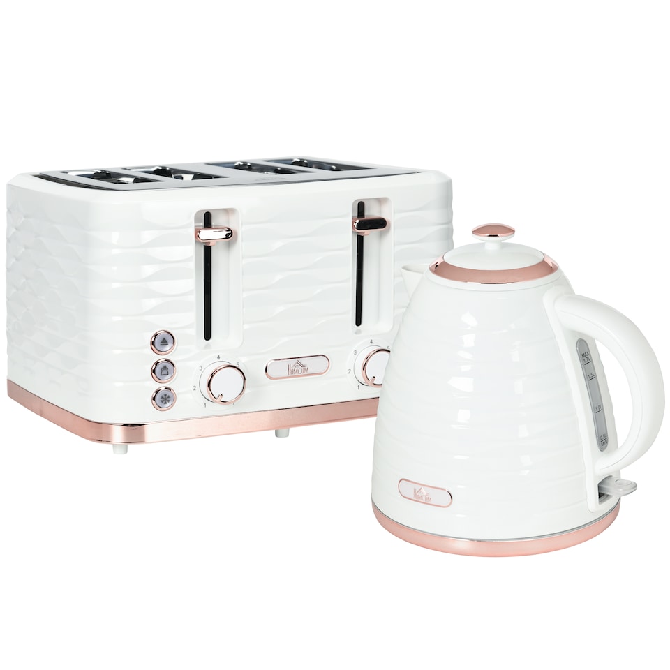 image 1 of HOMCOM Electric Kettle, Fast Boil, 1.7L, 3kW, Swivel, White Ripple