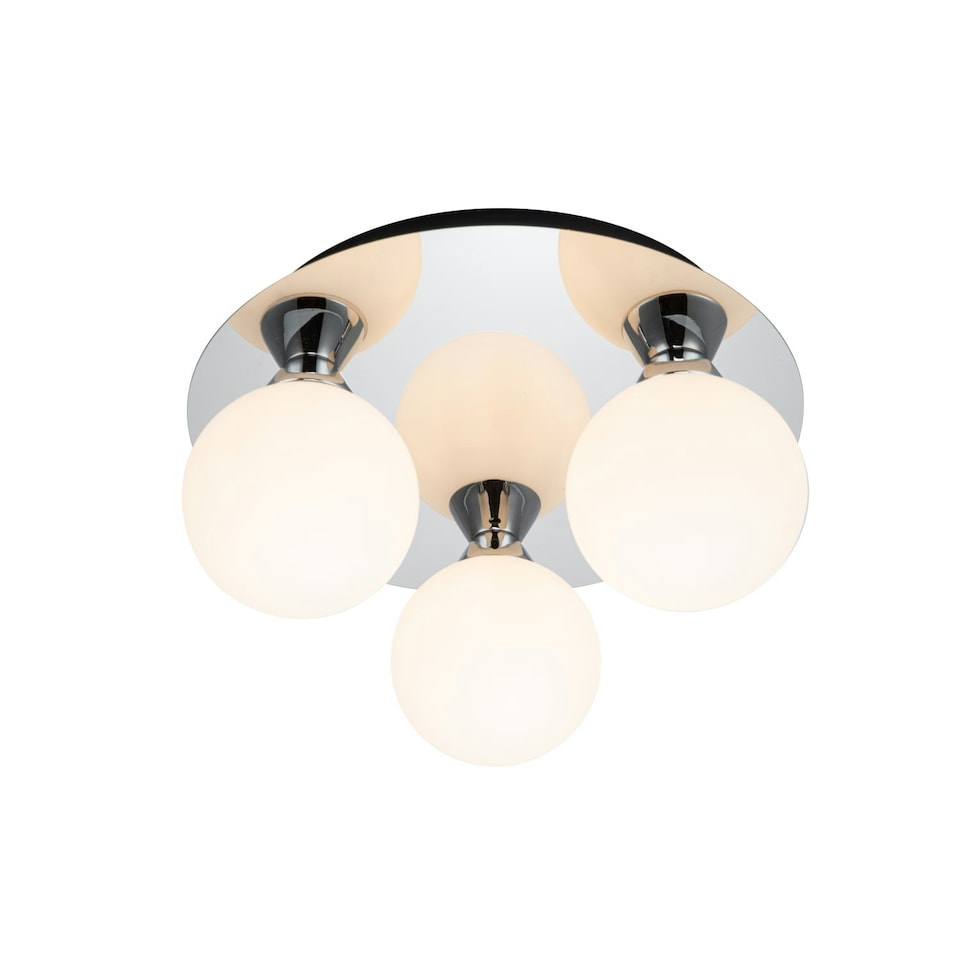 image 1 of COSYLYTE Bowen Bathroom 3 Light Glass Ceiling Flush Light Chrome