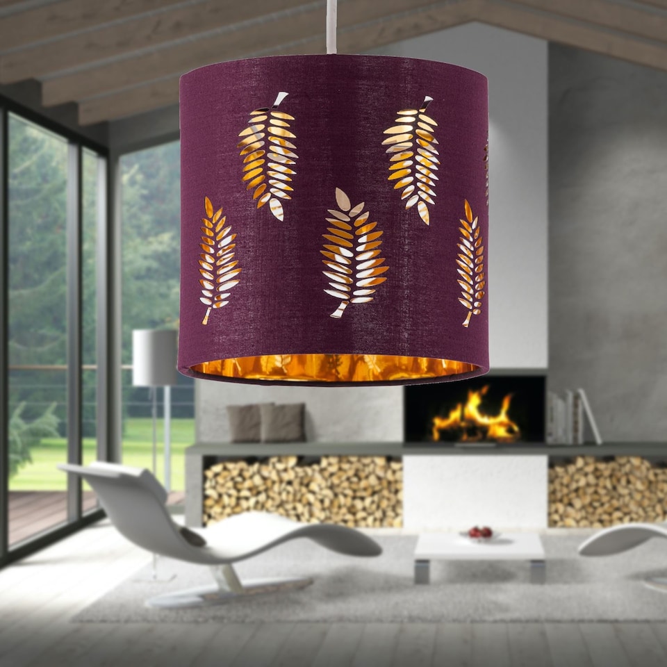 image 1 of Fern - Burgundy Cut Out 15.5cm Table Lamp Shade | Red | Gold | Small | 1