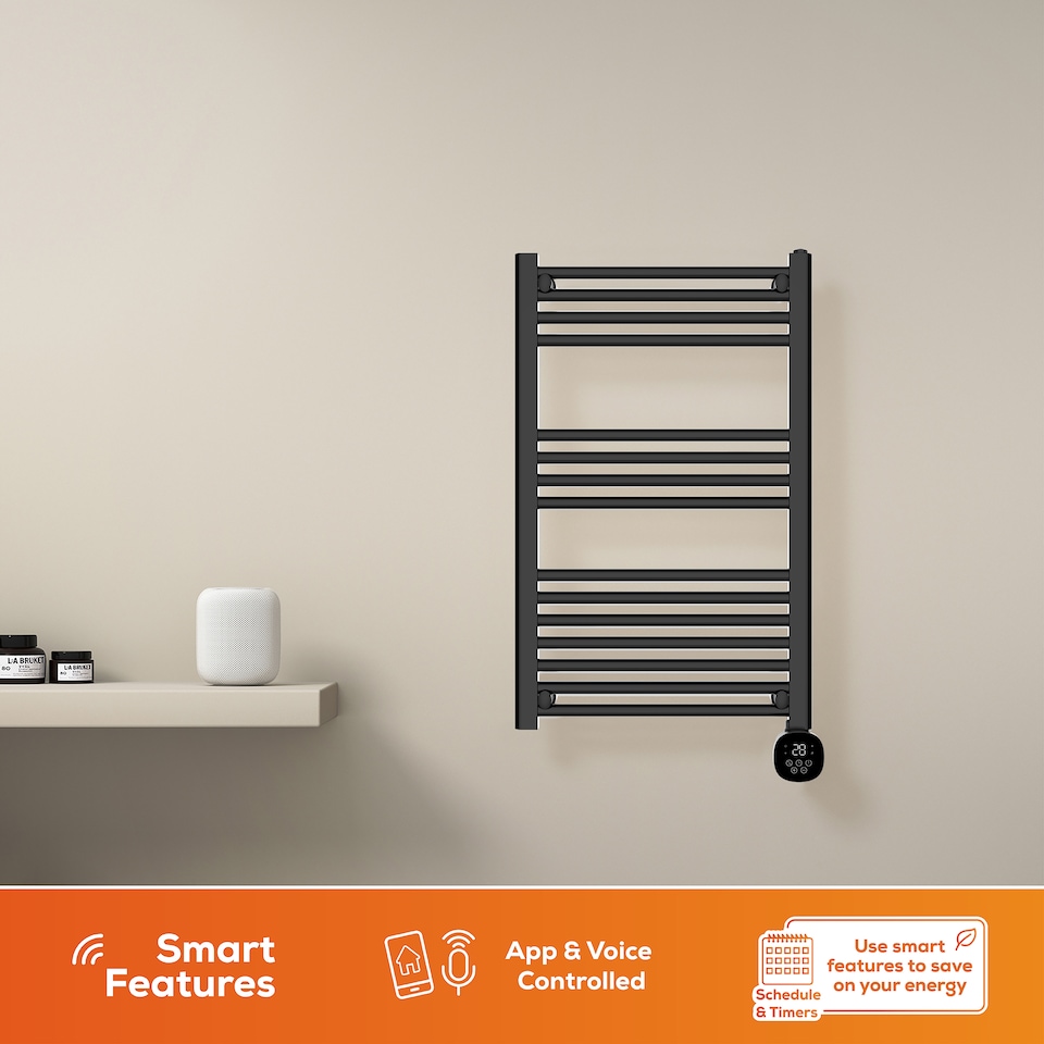 image 1 of TCP Smart WiFi Fixed Pre-Filled Towel Radiator 500w Black