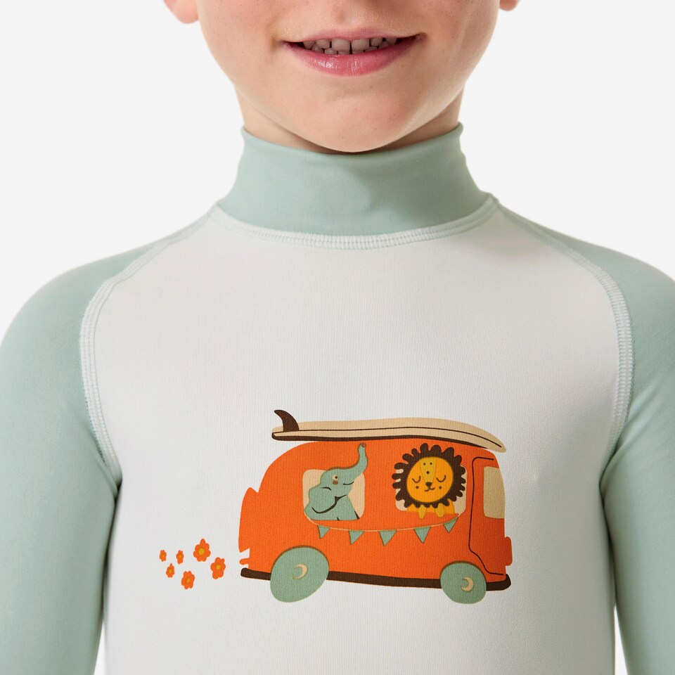 image 1 of Decathlon Baby/Kids’ Long-Sleeve UV-Protection Swimming Suit Blue Print