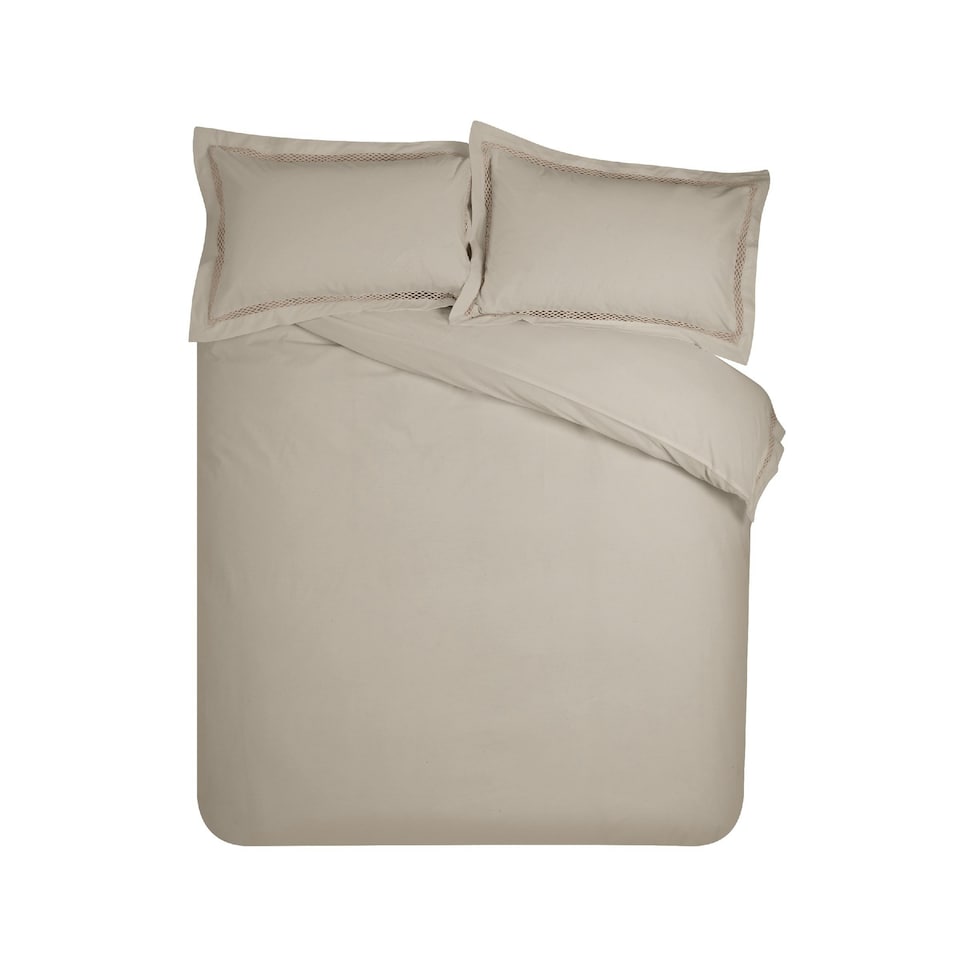 image 1 of Catherine Lansfield Classic Lattice Lace Duvet Cover Set Natural | Cream | Natural | Super King