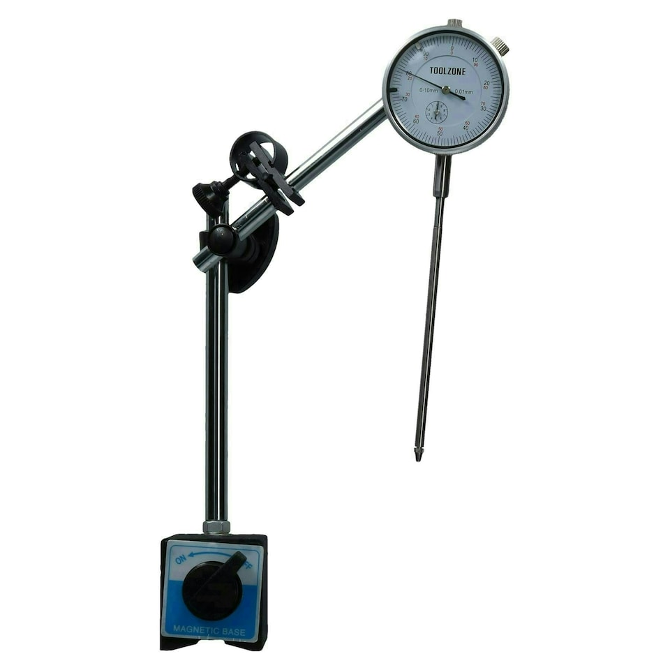 image 1 of Dial test indicator DTI Gauge & Magnetic Base Stand Clock Gauge Extra Long