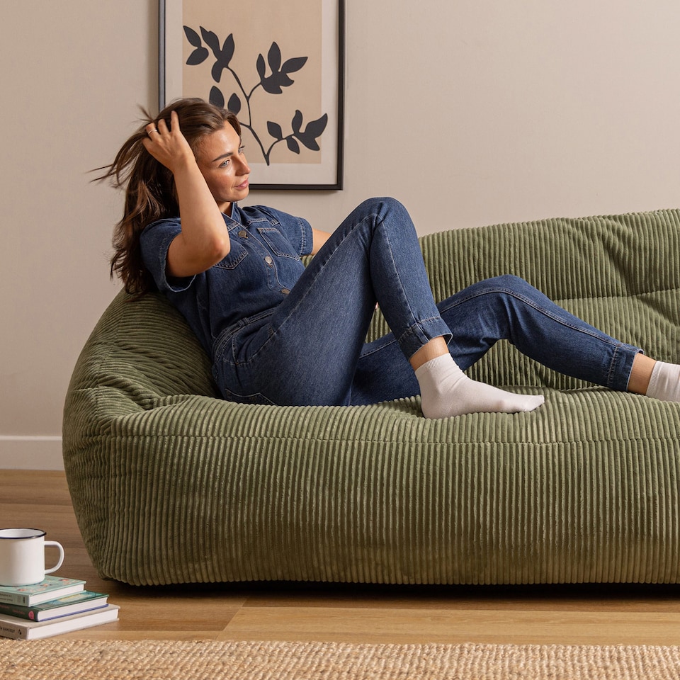 image 1 of Icon Cecilia Jumbo Cord Sofa Bean Bag, Sage Green