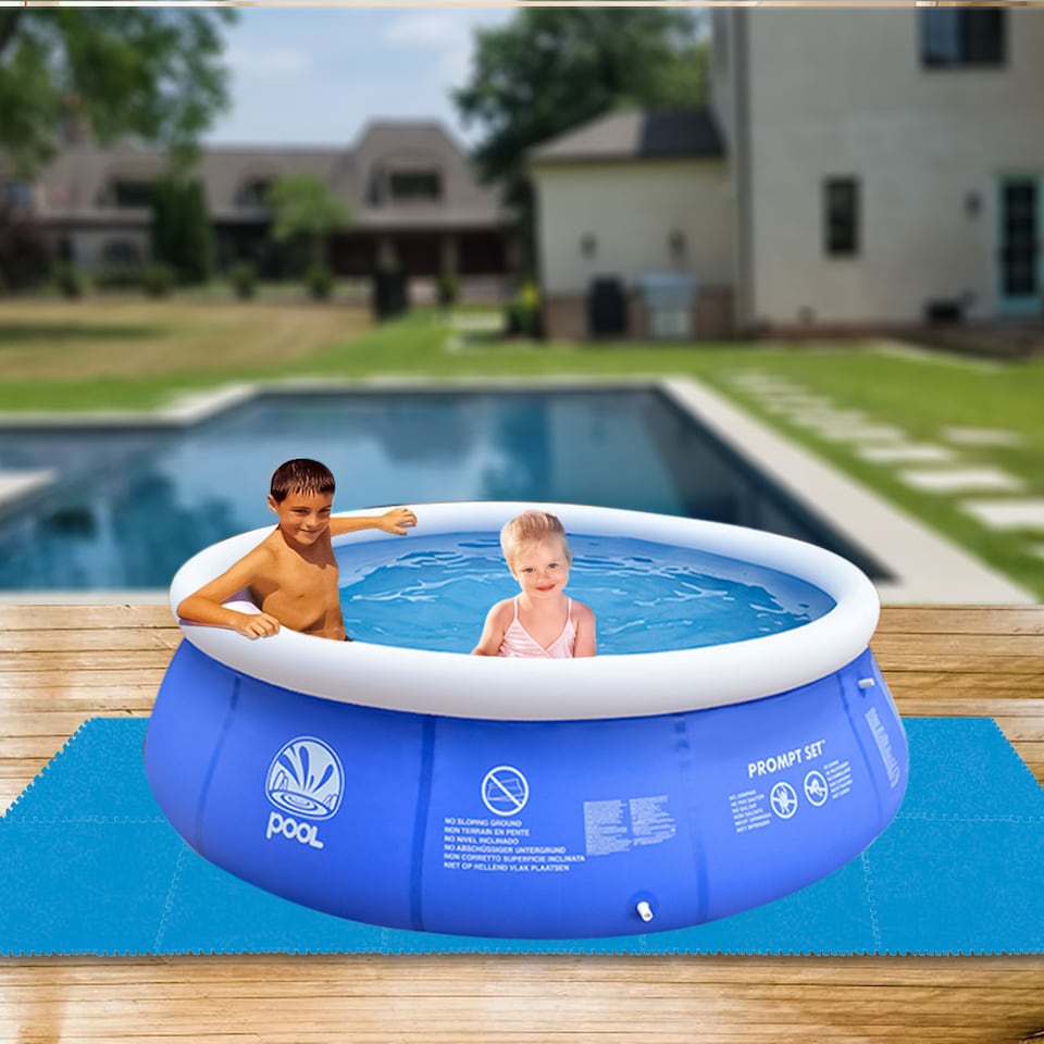 image 1 of 18PCS Swimming Pool Floor Protector Slip Resistant Ground Mat Base 50cmx50cm | Blue | 2 Set | 18