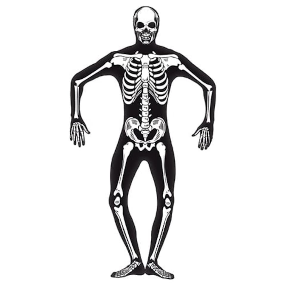image 1 of Skeleton Second Skin Glow In The Dark Fancy Dress Costume Unisex Adult Large
