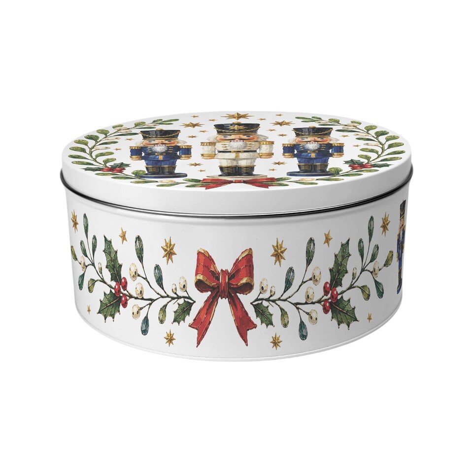 image 1 of Festive Nutcrackers Large Round Christmas Cake Tin