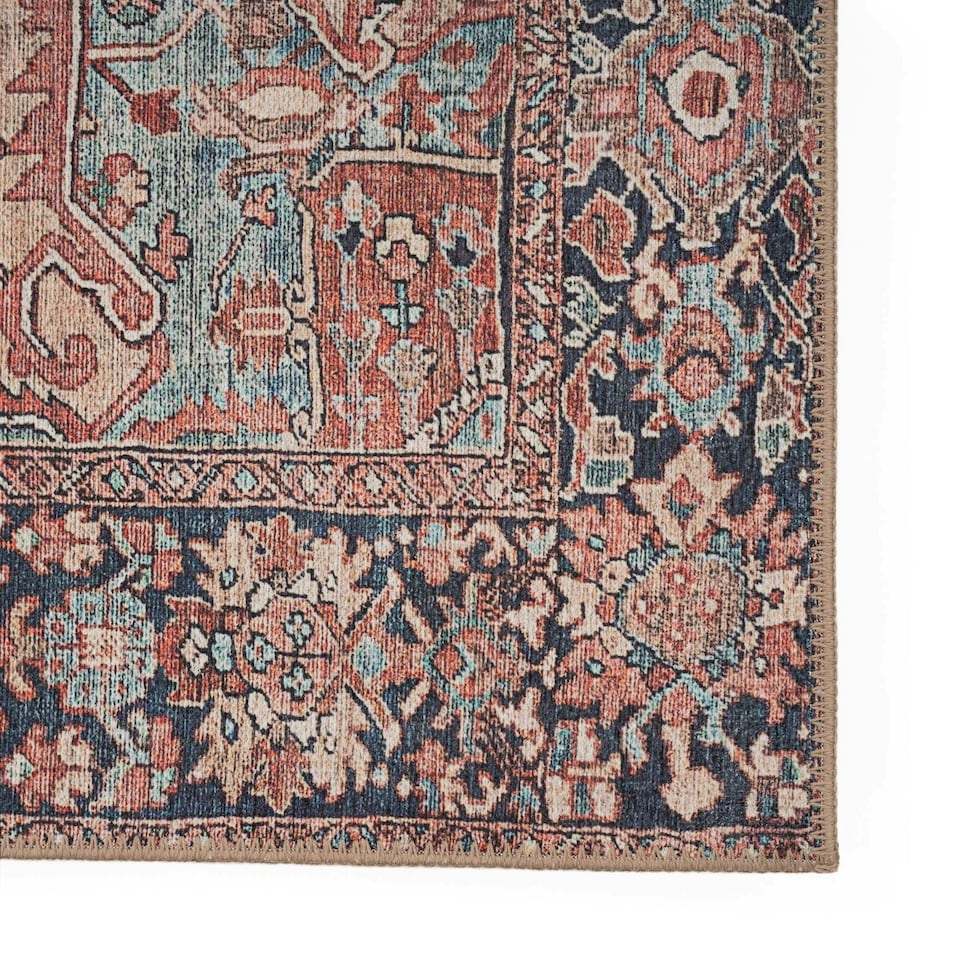 image 1 of KUKOON Red Distressed Persian Style Non Slip Washable Low Pile Rug 120cm x 170cm