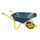 image 1 of Neo Garden Wheelbarrow Heavy Duty 110L 150kg Durable Plastic Green Tray Barrow Pneumatic Wheel Tyre Loads Equine Yard Gardening | Green | Green & Yellow