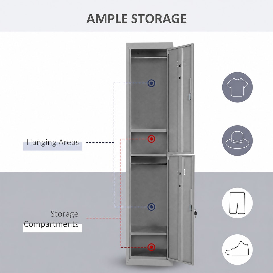 image 1 of Vinsetto 1.8m Locker Office Cabinet Storage Cold Rolled Steel w/ Storage Shelves