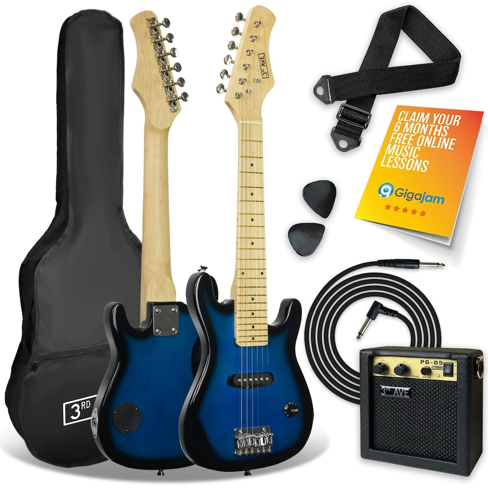 image 1 of 3rd Avenue Junior Electric Guitar Pack with Mini Amp Blue