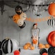 image 2 of Black & White Pumpkin Halloween 3D Standing Shaped Air Fill Foil Balloon 58cm / 23 in