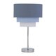 image 2 of First Choice Lighting Chrome Stick Table Lamp with Tiered Blue Linen Shade Chrome | Blue