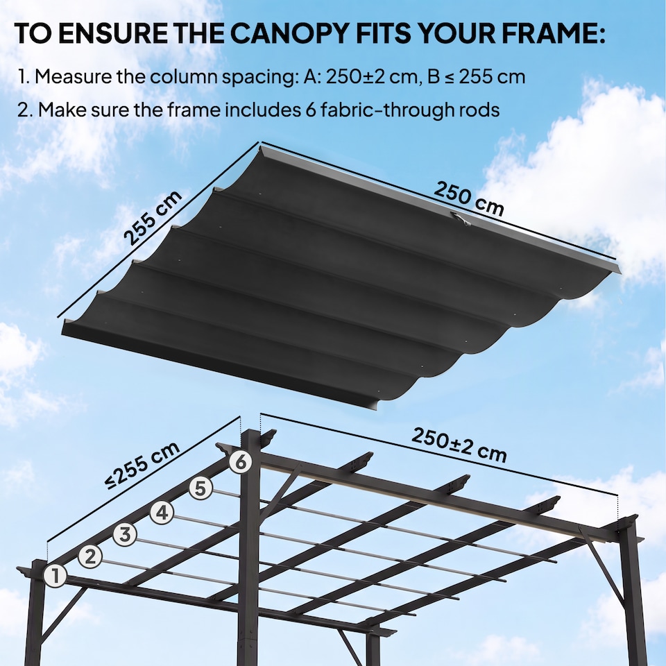 image 1 of Outsunny Retractable Pergola Cover Replacement Canopy Top Only 84C-372V00CG