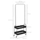image 5 of HOMCOM Metal Clothes Rack with Shoe Storage, Clothing Rail on Wheels, Freestanding Hall Tree, Coat Stand with 2 Storage Shelf, Black