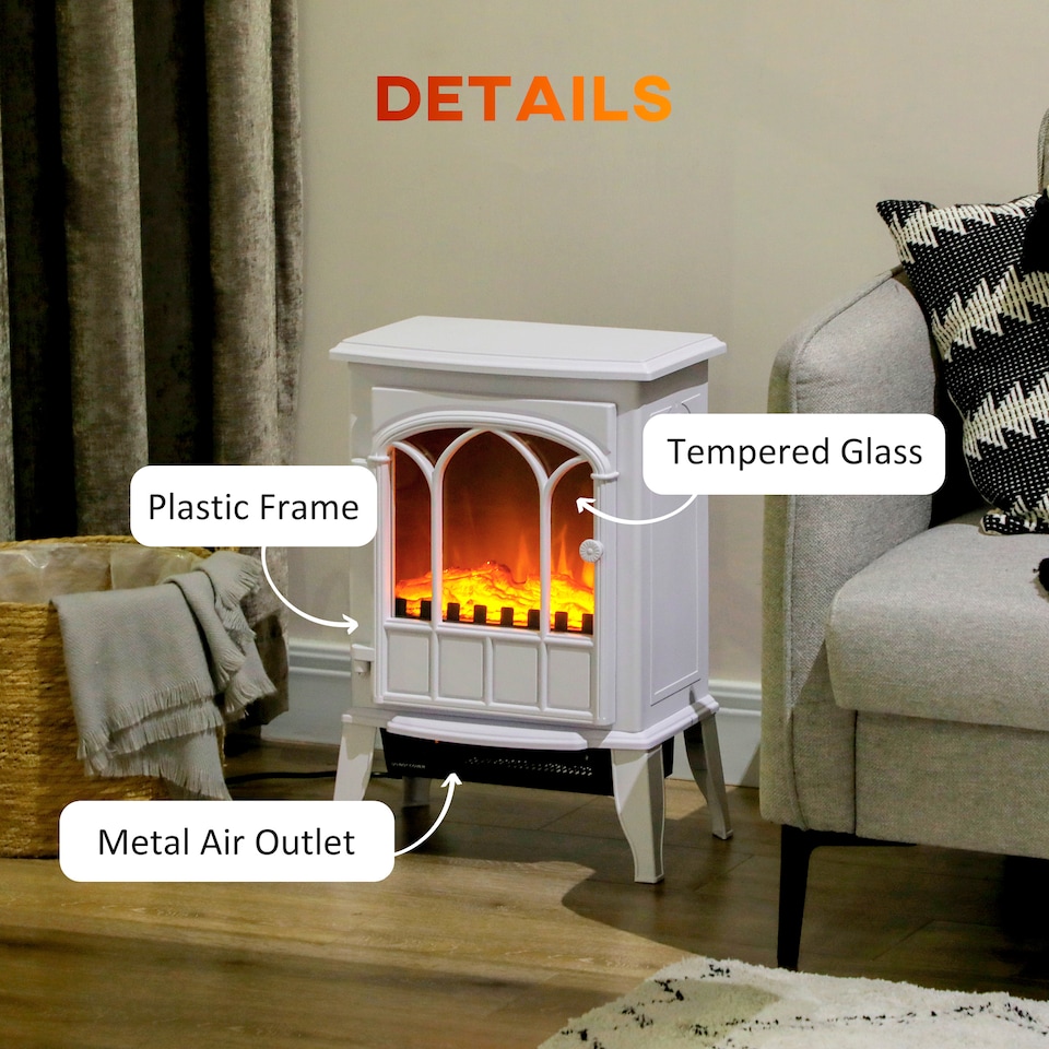 image 1 of HOMCOM Electric Log Burner with LED Flame Effect 1000W/2000W