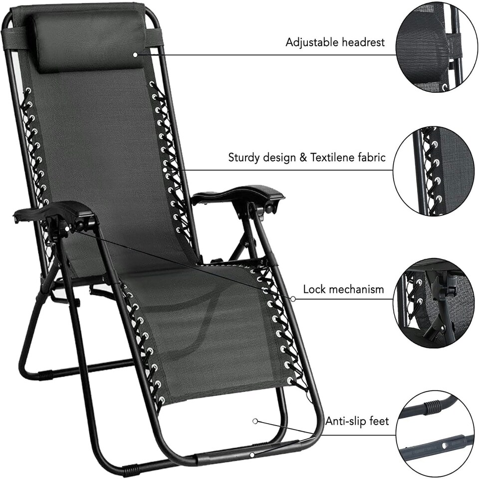 image 1 of Straame Premium Zero Gravity Chair, Recliner Lounger (Set of 1, Black) Black