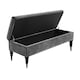 image 2 of 90cm Safar Plain Ottoman Storage Bench -Upholstered Shoes Bench with Black Turned Wooden Legs - Dark Grey Naple Ottoman Bench