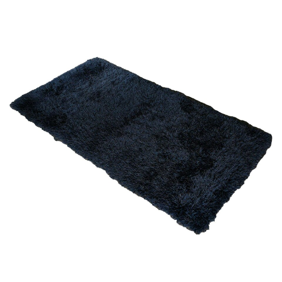 Sienna Soft Sparkle NonShed Thick Pile Shaggy Floor Rug, 120x170cm Navy Blue Tesco Groceries