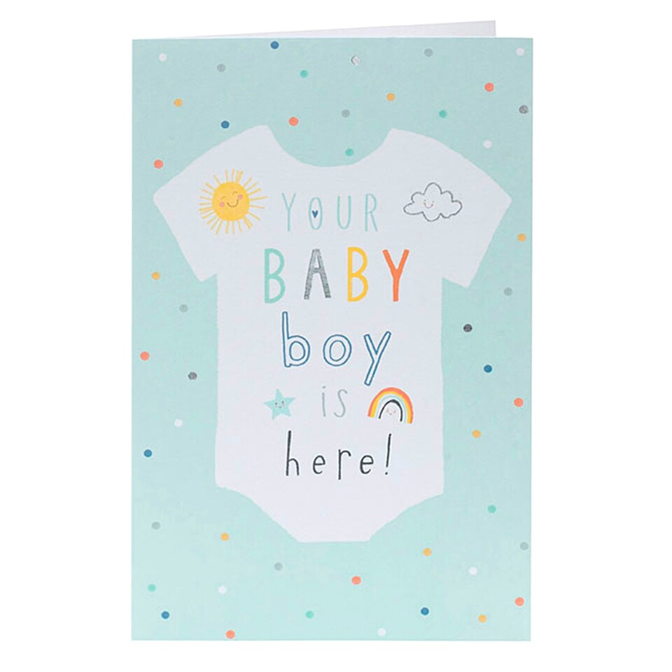 image 1 of New Baby Boy Congratulations Card for Him/Her/Friends/Parents | Outfit Design