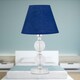 image 3 of Chrome Two Ball Table Lamp with Navy Blue Shade Chrome | Blue