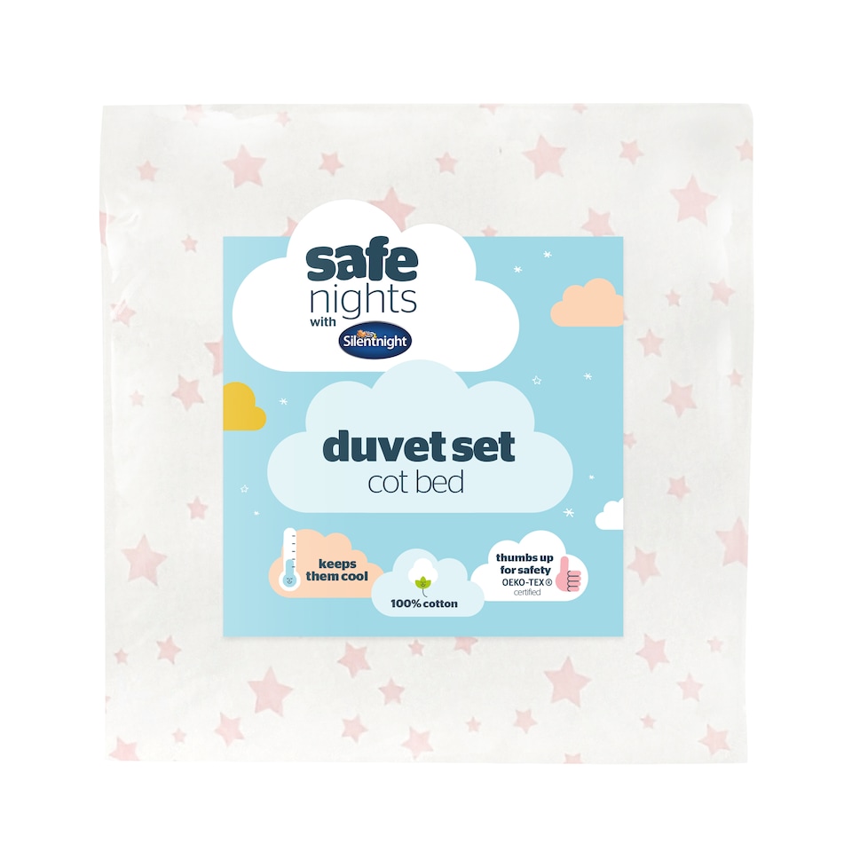 image 1 of Silentnight Safe Nights Stars Cot Bed Duvet Set