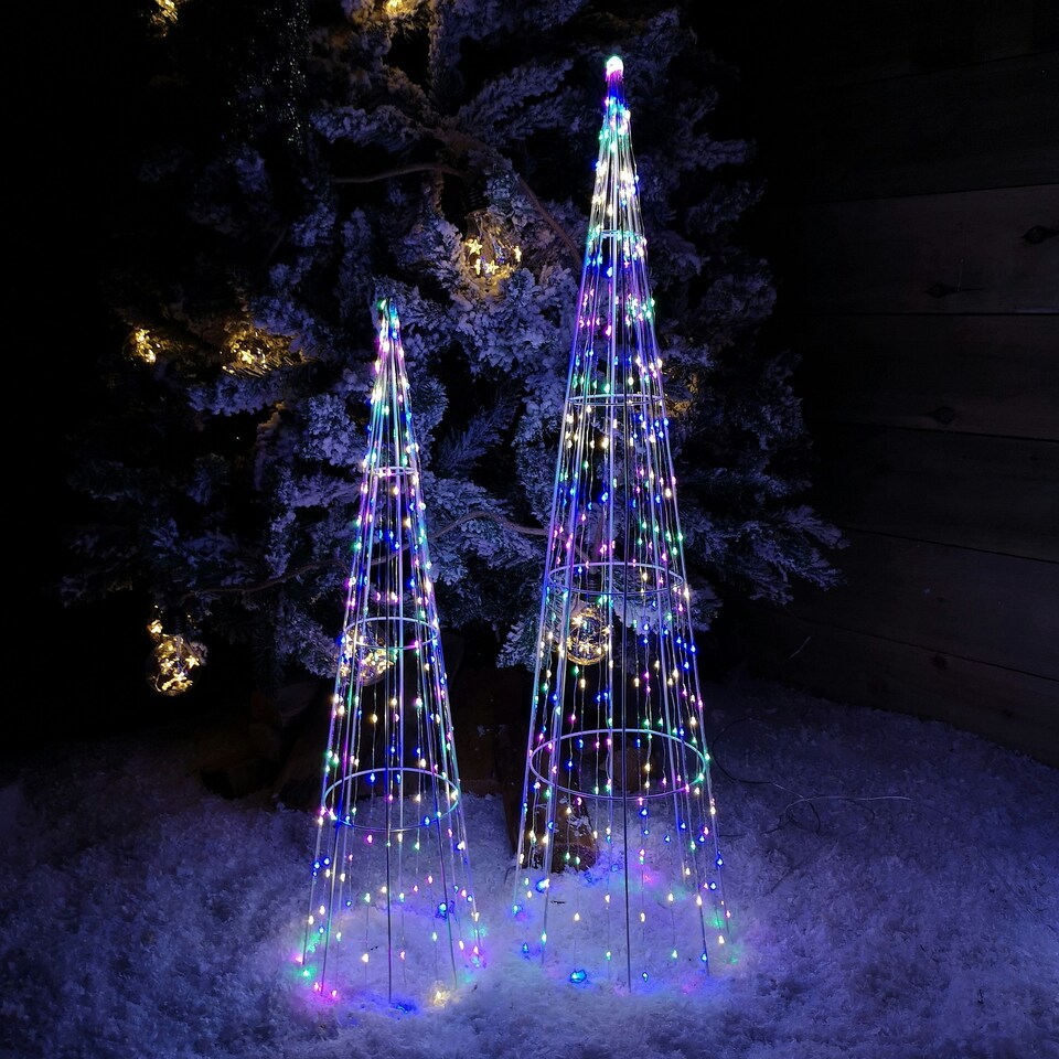 image 1 of Multi Function LED White Tree Cone Trio with 640 Multi Coloured LEDs