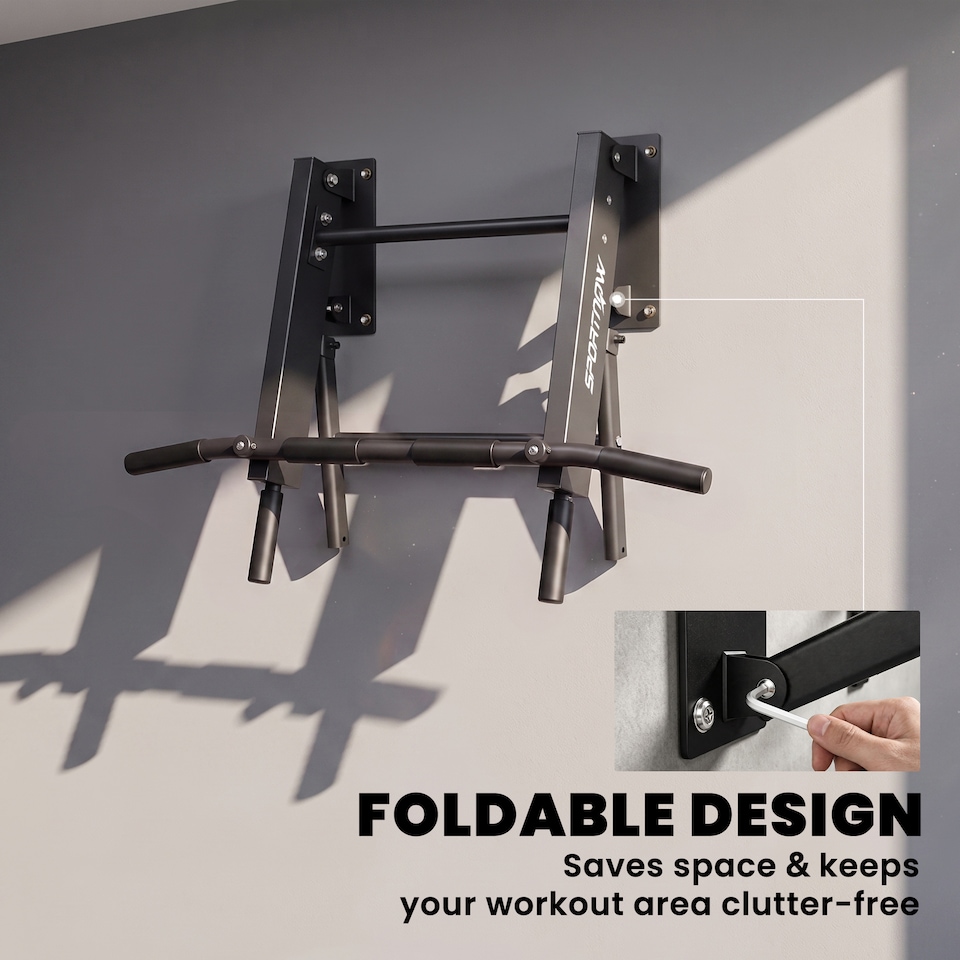 image 1 of SPORTNOW Pull Up Bar Wall Mounted, Folding Chin Up Bar, Max Load 120 kg