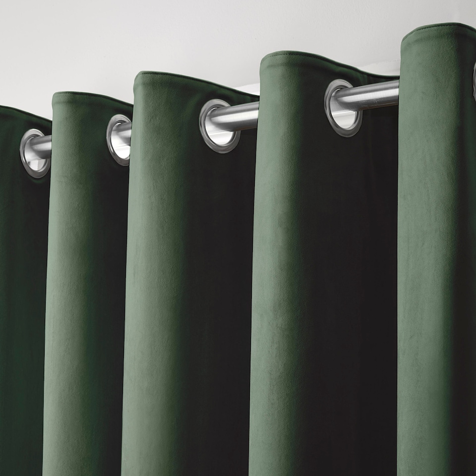 image 1 of Laurence Llewelyn-Bowen Montrose Eyelet Curtains Bottle Green
