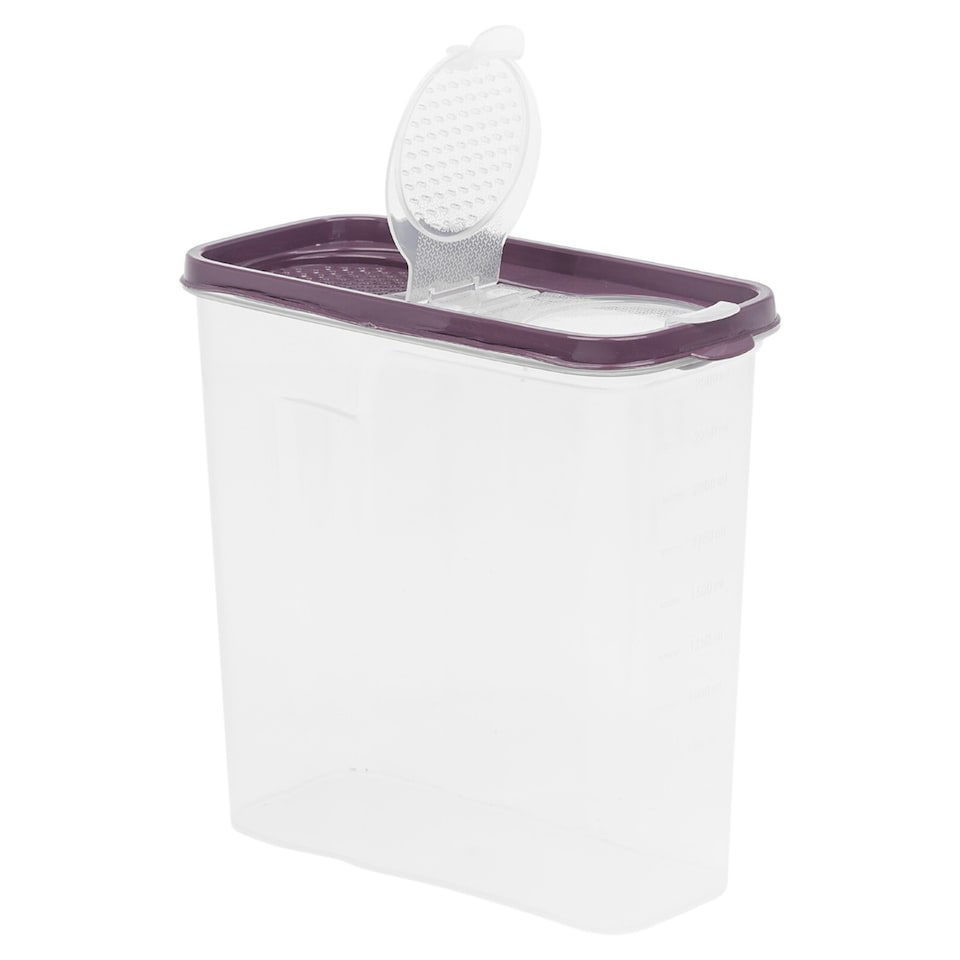 image 1 of Plastic Food Storage Cereal Container Dispenser Airtight Click Lid | Clear | Purple | 2.5 Litre Purple | 1