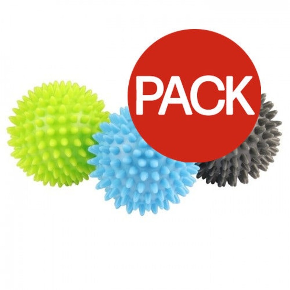 Fitness Mad Spiked Massage Ball (Pack of 3) - Green/Blue/Black - One Size