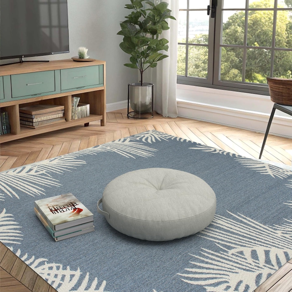 image 1 of Covers&All Sunbrella Round Seat Cushion with Handle, Plush Outdoor Pillows and Chair Cushions, 22 x 5, Canvas Granite