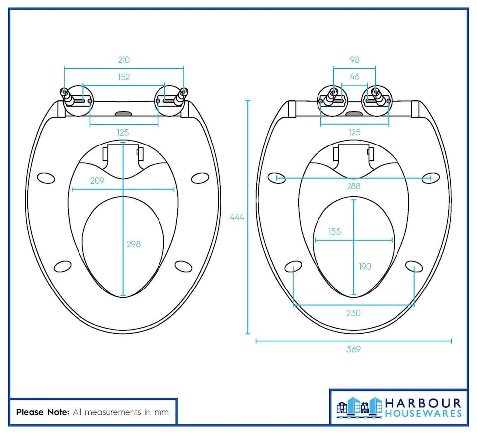 image 1 of Harbour Housewares Soft Close Family Toilet Seat - White | White | White