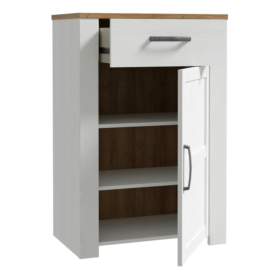image 1 of Bohol 1 Door 1 Drawer Shoe Cabinet in Riviera Oak/White