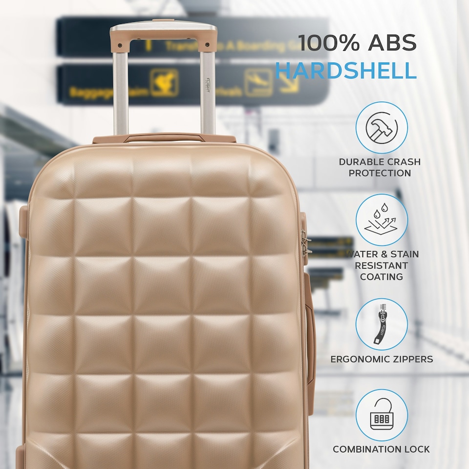 image 1 of Flight Knight Bubble Suitcase Ryanair easyJet Jet2 Approved 8 Wheel Hardcase Suitcases Cabin or Medium & Large Check-in Sizes | Cream | Champagne | Medium