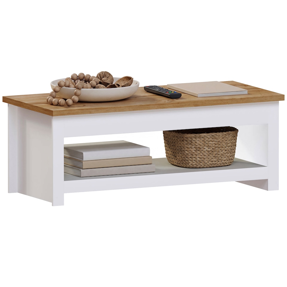 image 1 of Vida Designs Arlington Top Coffee Table Shaker Side Living Room Table, White & Oak