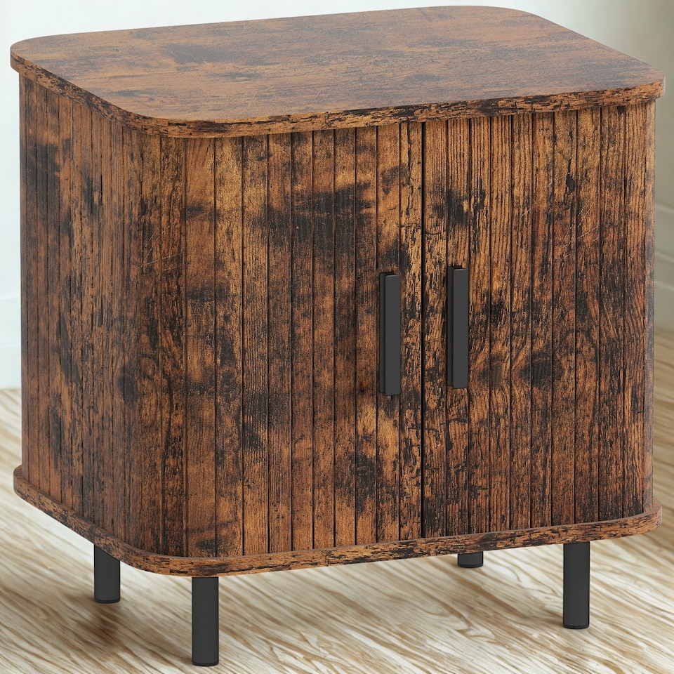 image 1 of Industrial Bedside Table Nightstand With Storage Rustic