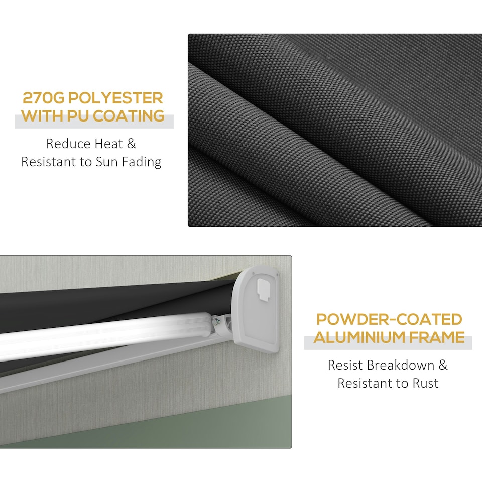 image 1 of Outsunny 4 x 3(m) Electric Retractable Awning Sun Canopies for Door Window