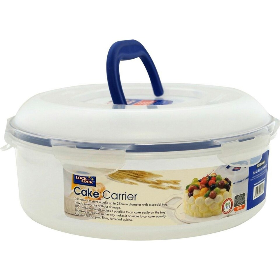 image 1 of LocknLock Classic Cake Carrier with Tray & Carry Handle Round Container - 5.5 L