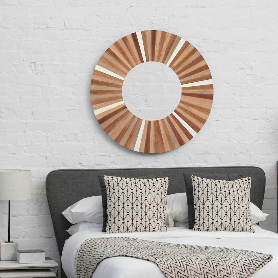 image 1 of Barn Natural Wood Wall Mirror Cream
