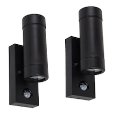 ValueLights Trenley Pair of Black Outdoor Wall-Up Down Light