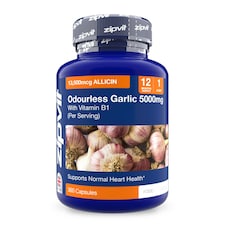 Zipvit Odourless Garlic 5000mg – Heart & Energy Support with B1, 360 Capsules, 12-Month Supply