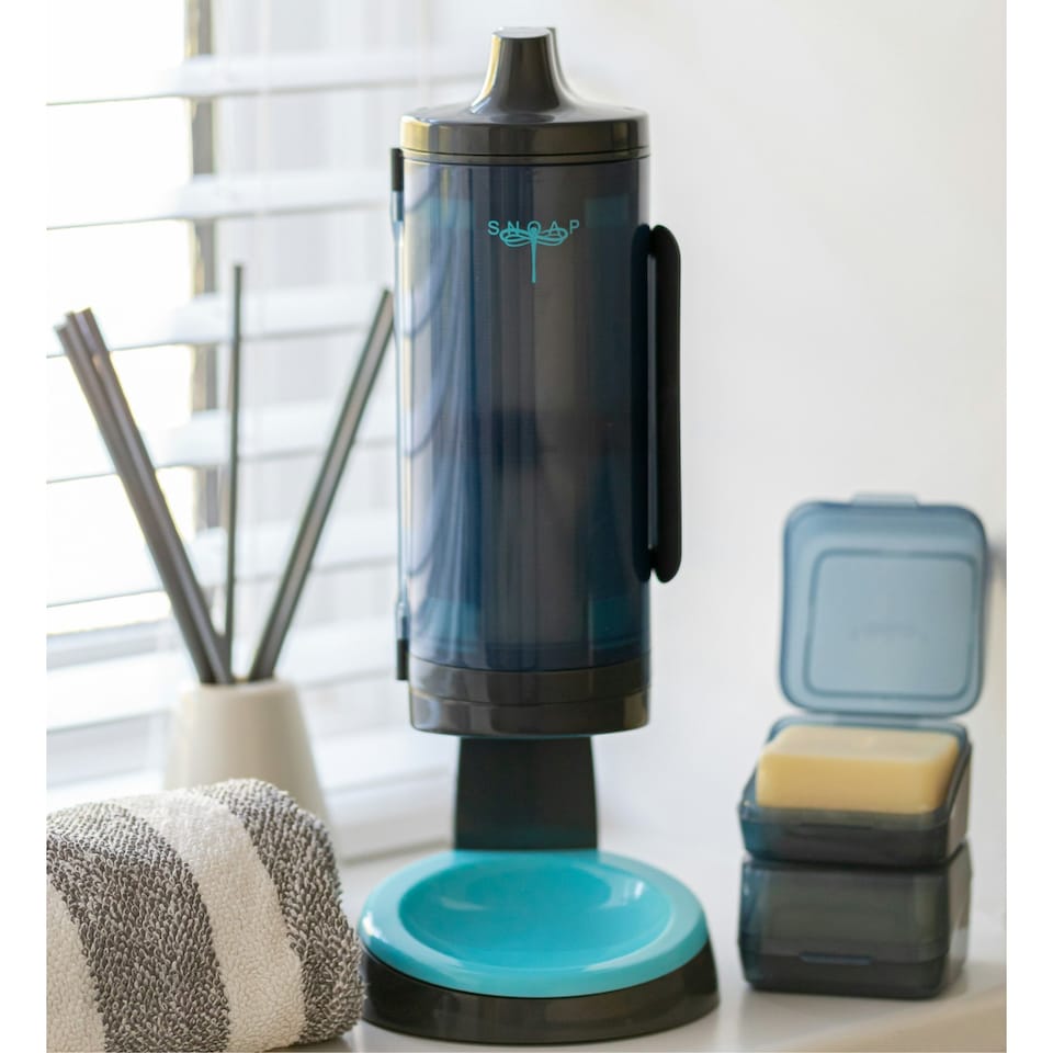 image 1 of SNOAP Dispenser (Anthracite Grey) with Counter Stand and 2 Soaps