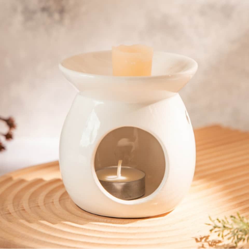 image 1 of White Ceramic Oil Wax Melt Burner 10cm | White | 1 - White | One Size | 1