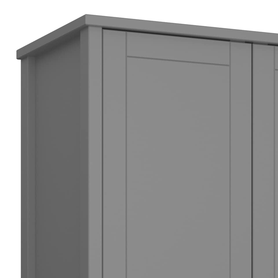 image 1 of Tromso 3 Doors Wardrobe Folkestone Grey with Leather Handles