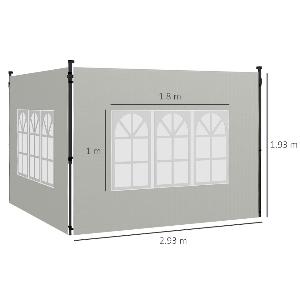 image 1 of Outsunny Gazebo Side Panels for 3x3(m) or 3x6m Gazebo Canopy, 2 Pack, White