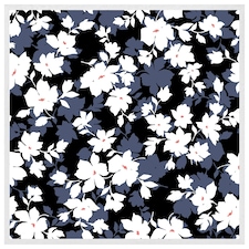 White, black & purple flowers (Picture Frame) White | L