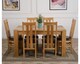 image 3 of Kuba 150 x 85 cm Chunky Medium Oak Dining Table and 6 Princeton Chairs | Brown | Brown