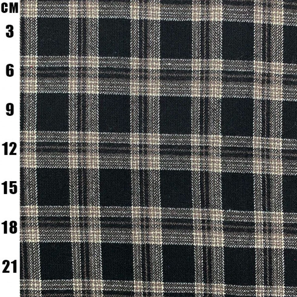 Minerva Black Wool Blend Check Coating Dressmaking Fabric per metre, 150cm / 59" Wide