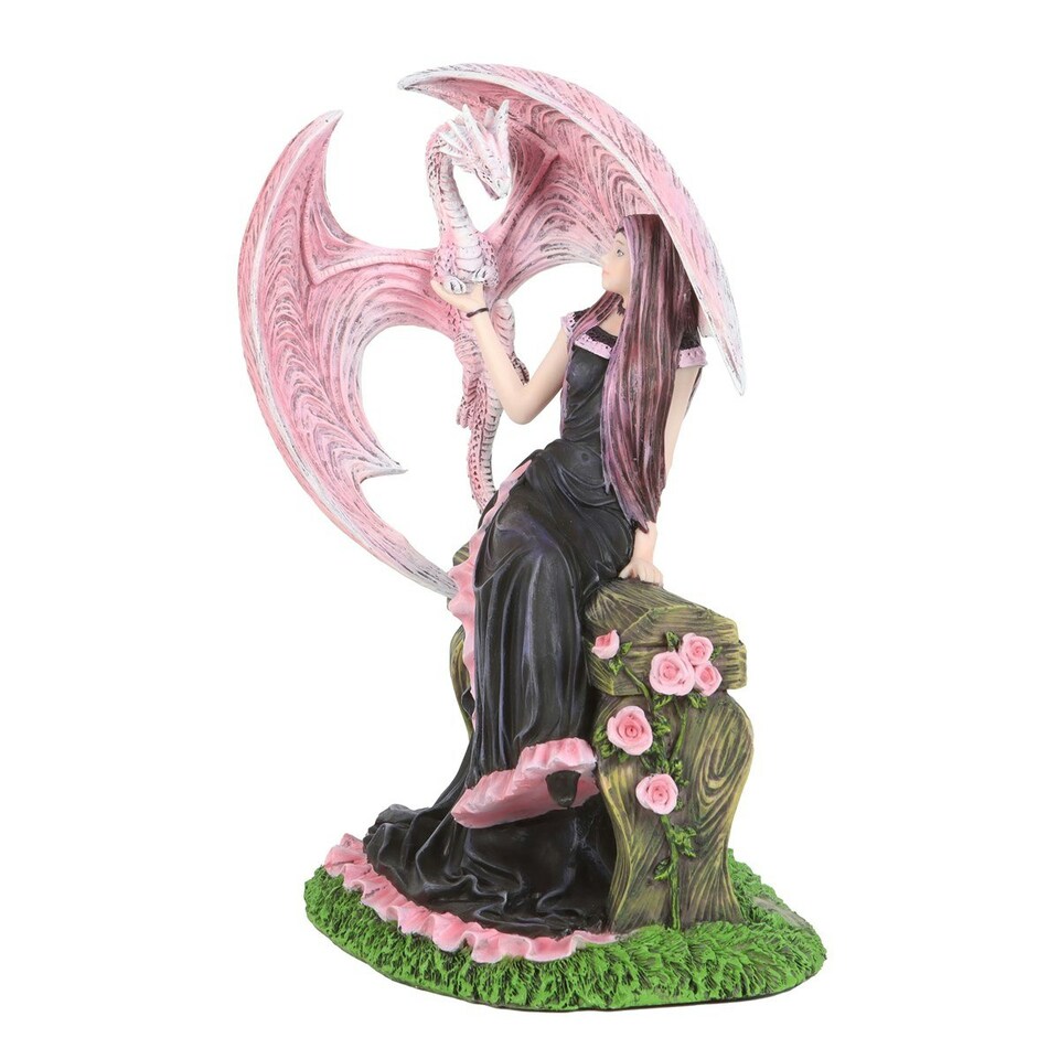image 1 of Anne Stokes Elegant Dragon Figurine - Pink/Black/Green - One Size